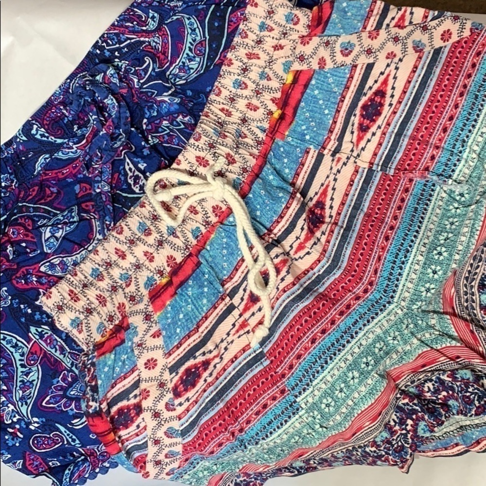 Two Pairs Boho drawstring waist XS Summer shorts causal boho